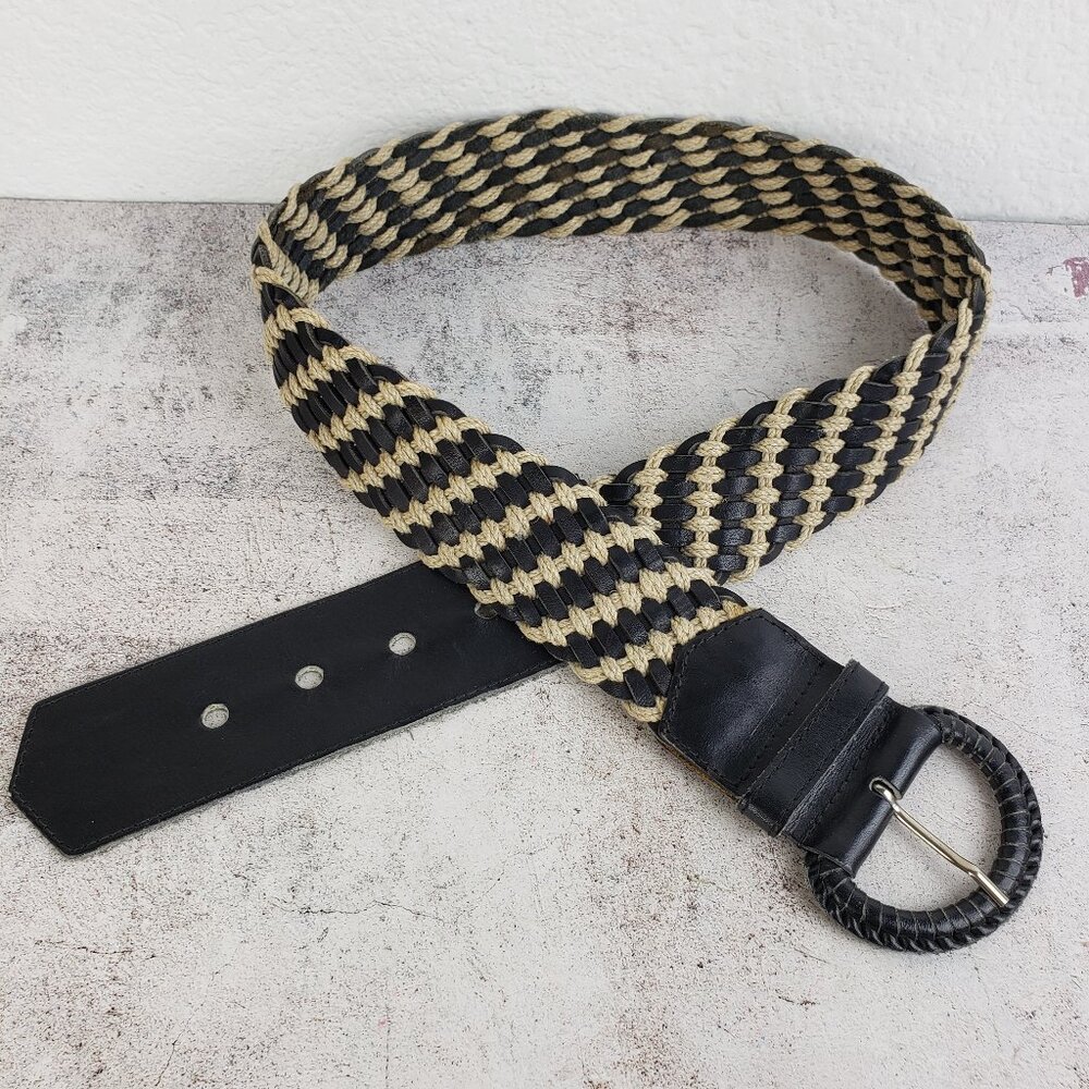 Vintage Echo Braided Wide Belt Genuine Leather Rope Bohemian Resort Retro